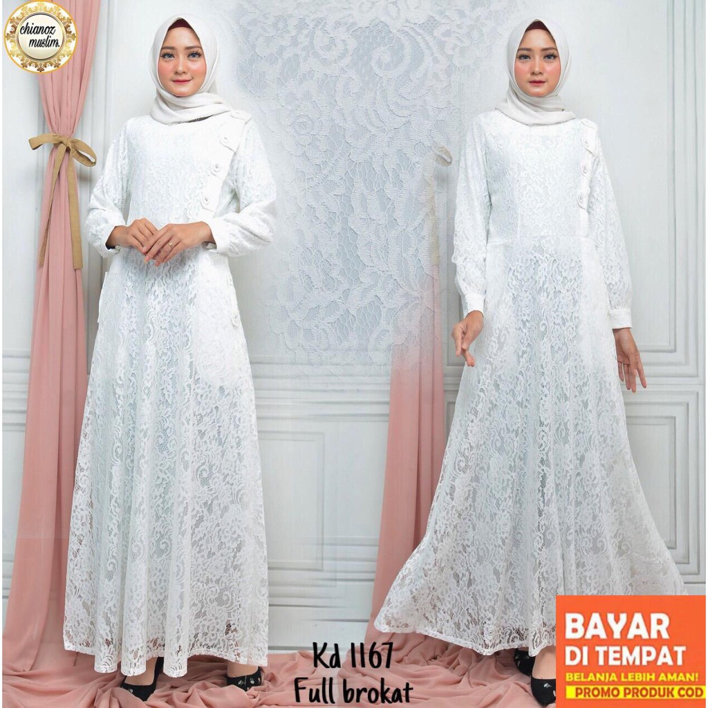 CHIANOZ Gamis Putih Murah Busana Muslim Lebaran Haji CHIANOZ Gamis Putih Murah Busana Muslim Lebaran Haji