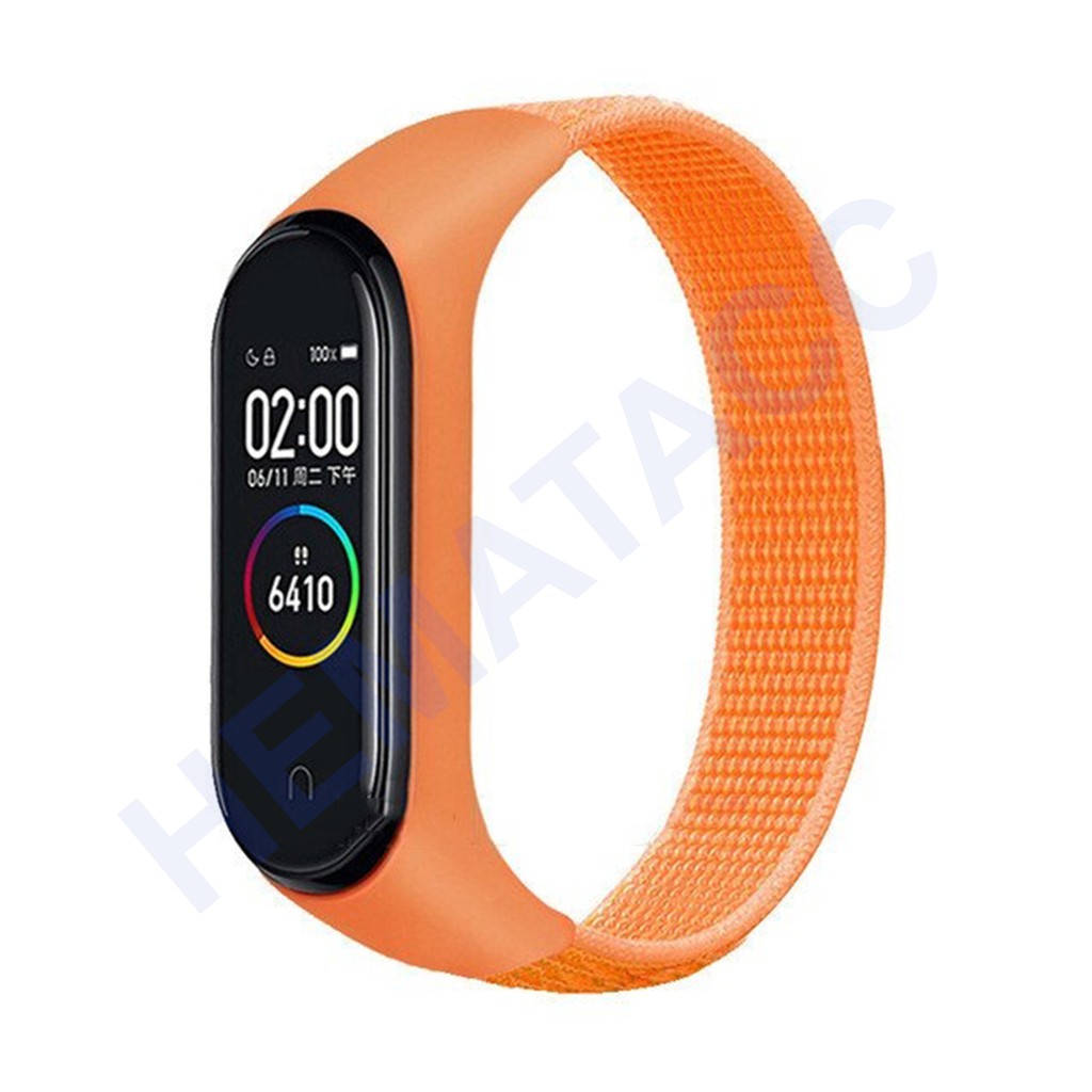 Strap Nylon Mi Band 6 5 4 3 Tali Jam Nilon Xiaomi Smartband M6 M5 M4 M3 OASE-Orange