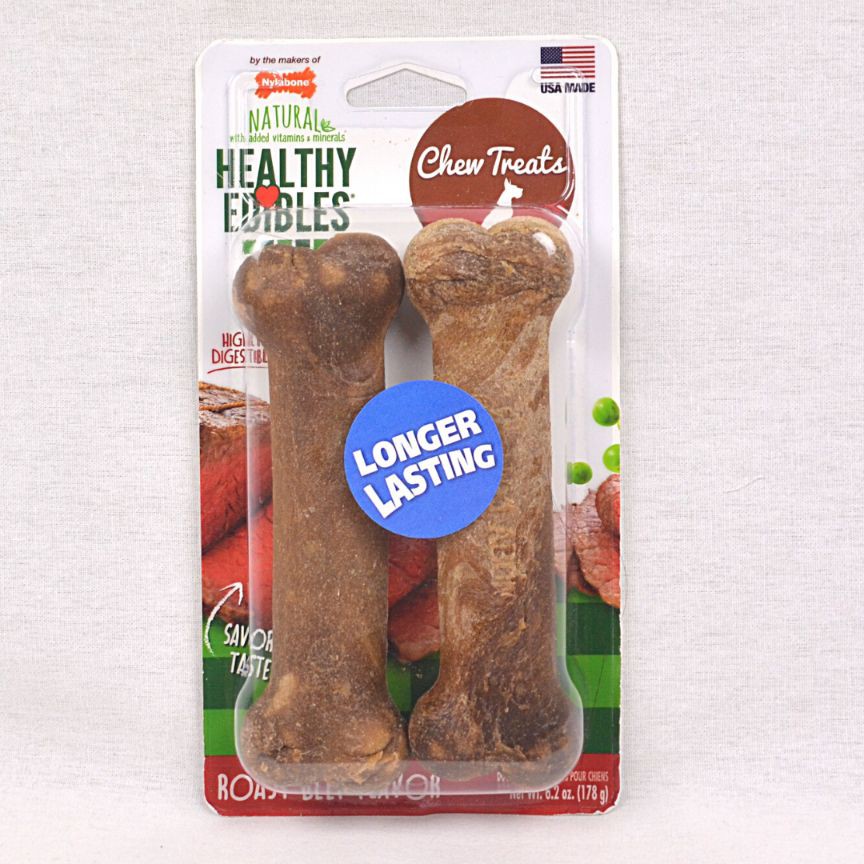 

NYLABONE Snack Anjing Healthy Edibles Roast Beef WOLF 2pcs