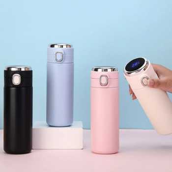 Botol Minum Thermos Suhu LCD Smart Mug 420ml / Botol Thermos Stainless Botol Thermos Hot And Cool / Thermos Suhu Thermos Led Digital Suhu Doff Karet Botol Minum Thermos Tumbler / Botol Minum Murah Lucu Botol Minum Suhu Panas Dingin Botol Minum Thermos