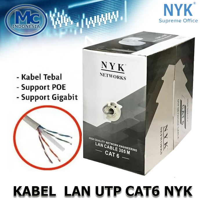 Kabel Lan NYK Cat6 UTP Roll 305M / NYK Cat6 UTP / Kabel Cat 6