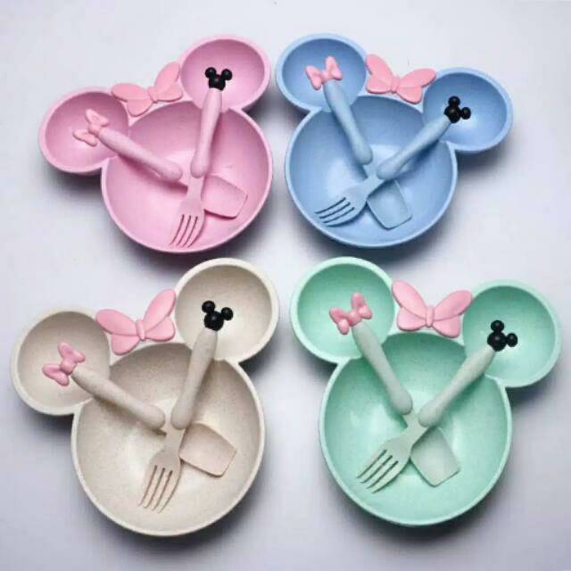 Mangkok set Mickey piring makan set sendok mangkuk mickey PIRING MAKAN BAYI MICKEY PIRING MAKAN ANAK MANGKOK MAKAN ANAK TEMPAT MAKAN BAYI  Piring Makan Anak Set Karakter Mickey minnie mouse bayi / Piring Kartun Mickey minnie