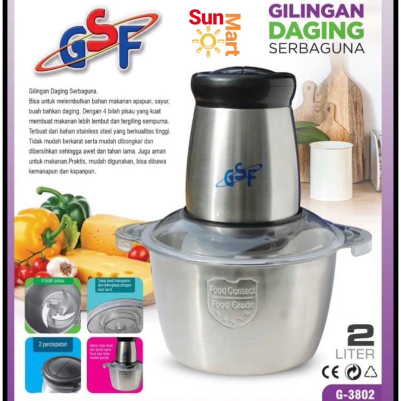 Food Chopper Penggiling Daging Electric Chopper GSF-3802 GSF 3802