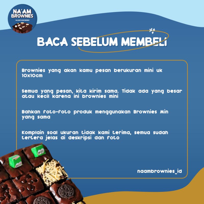 ( NA'AM ) BROWNIES FUDGY MINI UK 10X10cm ISI 9 POTONG