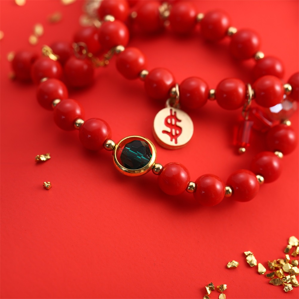 St .Kunkka 1pc Gelang Tangan Kristal CNY Warna Merah Untuk Wanita