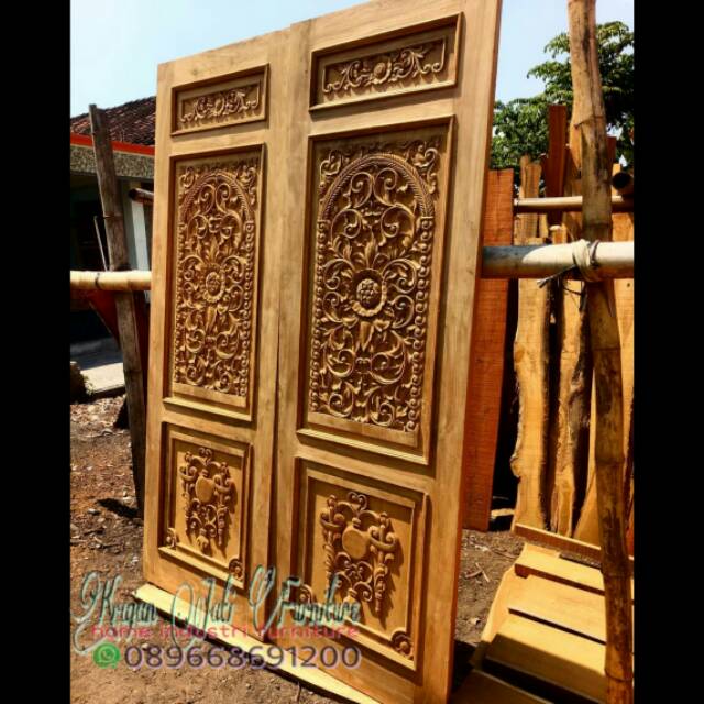 Pintu rumah/pintu jati ukir/pintu kupu tarung