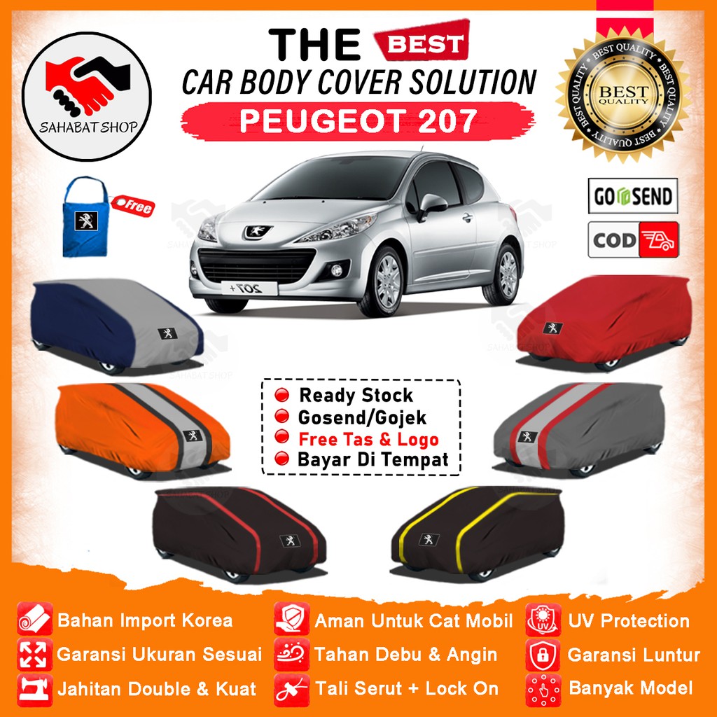 Sahabat Body Cover Mobil Peugeot 207 / Sarung Penutup Peugeot 207 Outdoor / Selimut Mantel Tutup Pelindung Jas Mantol Kerudung Pembungkus Kerodong Kelambu Bungkus Terpal Tutupan Mobil Peugeot 207 Waterproof Anti Air Model Orange