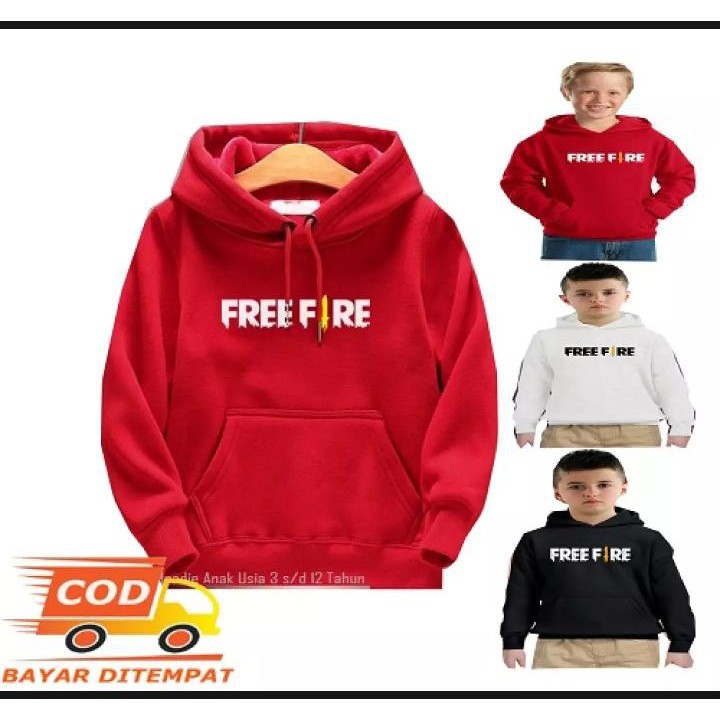 (BIG SALE) Jaket Hoodie Anak Tanggung Garena Freefire bahan cotton fleece / JAKET FREEFIRE ANAK