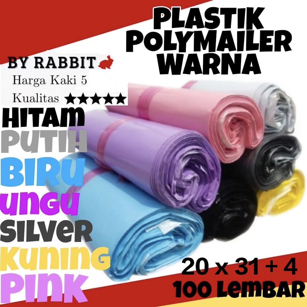 

polymailer HITAM GLOSSY amplop packing online 20X35 (20X31+4)