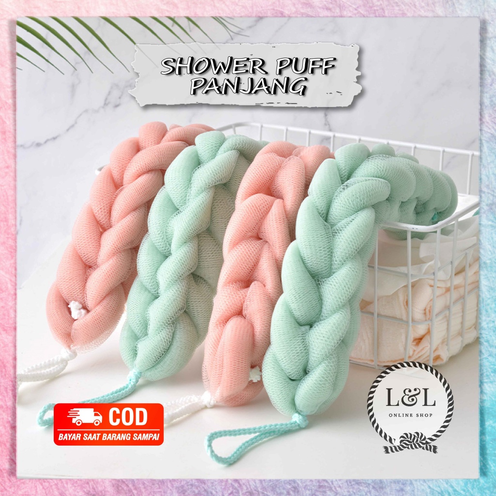 Spon Mandi Panjang Lembut Shower Puff Bath Sponge Mandi Premium Spons Mandi Kepang Perlengkapan Mandi Sponge Puff Foaming