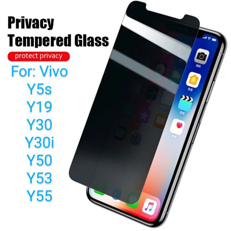 Vivo Y5s Y19 Y30i Y50 Y53 Y55 Antigores Tempered Glass Spy TG Screen Guard protector privacy