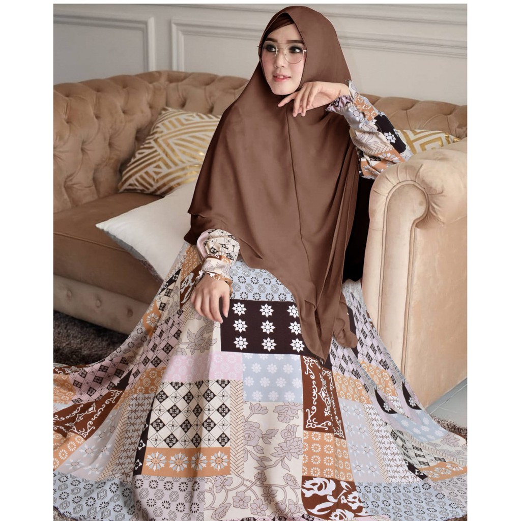 denise gamis set khimar syari (M1O7) Premium Gamis Brukat Jumbo Busui Friendly Terlaris Gamis Twill 