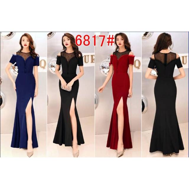 LONGDRESS KATUN STRET IMPORT CHINA / LONG DRESS SABRINA / GAUN PESTA PANJANG / BODYCON DRESS PARTY