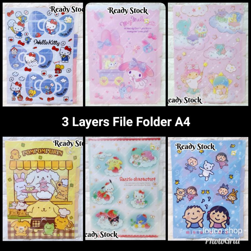 

3 Layers 3 Sekat Map File Dokumen A4 Sanrio Twin Stars Hello Kitty Melody Pompompurin Minna No Tabo