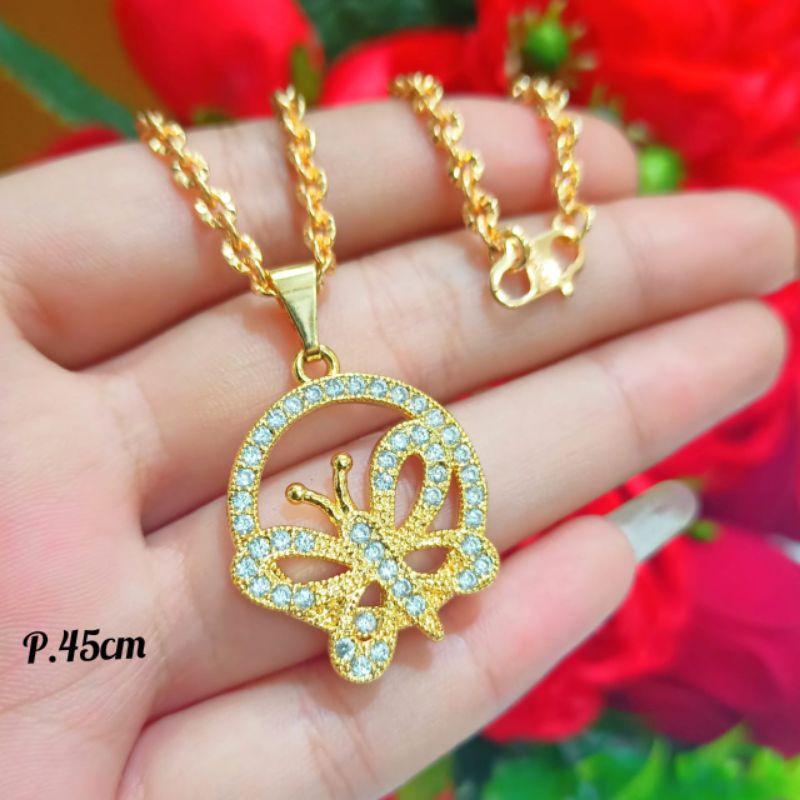 Set dewasa permata kupu kupu Zircon mewah,elegan *anti karat* termurah