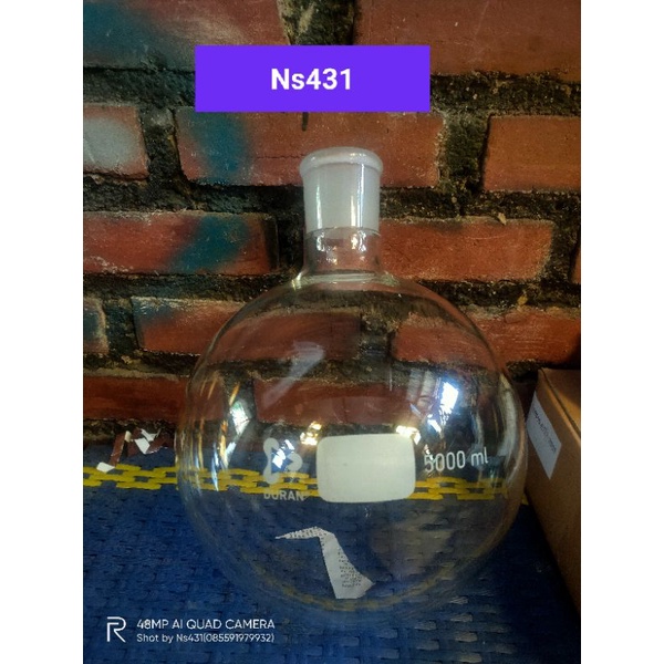 Jual boiling flask round 5000ml schott duran / labu didih alas bulat