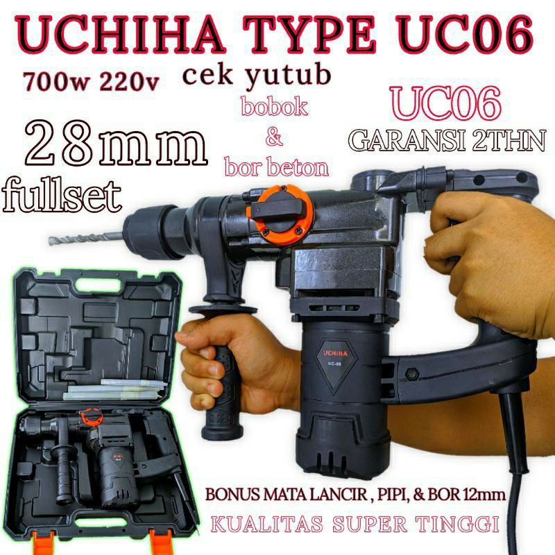 UCHIHA type UC 06 bor hammer rotary drill mesin bobok beton Japan teknologi