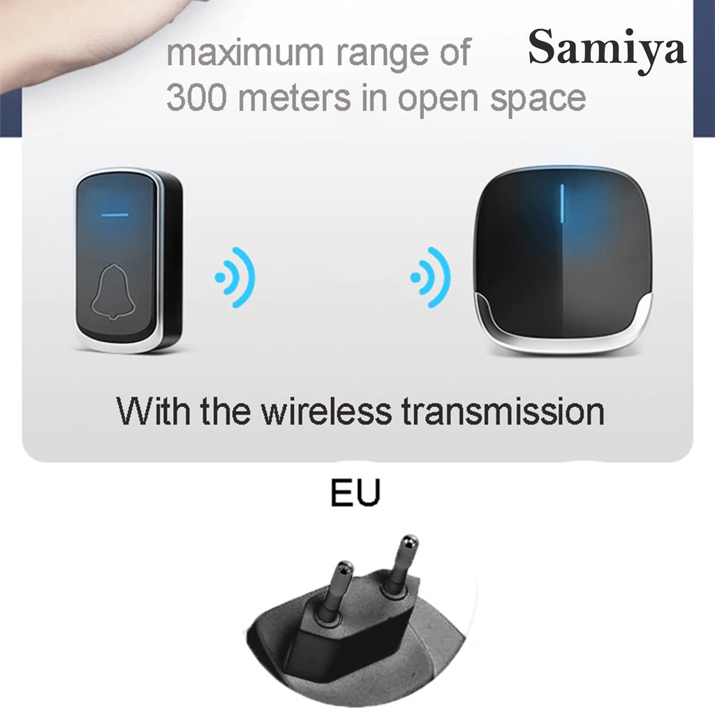 bel rumah wireless hitam  anti air / door bell wireless black waterproof 1receiver dan 2receiver