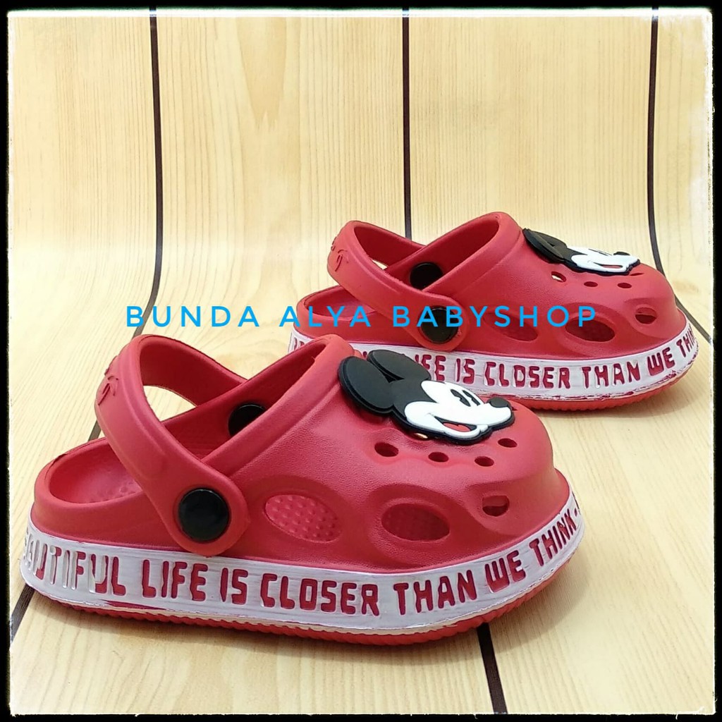 Sendal Anak Laki Usia 1 2 3 4 5 6 Tahun Lucu Karet Elastis - Sepatu Sandal Anak Cowok Karet MERAH Size 18-29 Karet Anti Licin