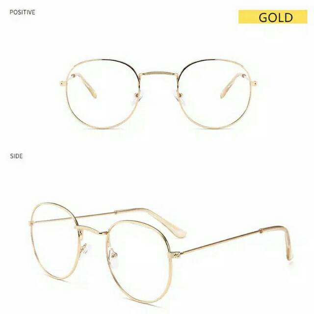 Kacamata Lensa Rangka Transparan Retro Vintage Metal Frame Eyeglaaess