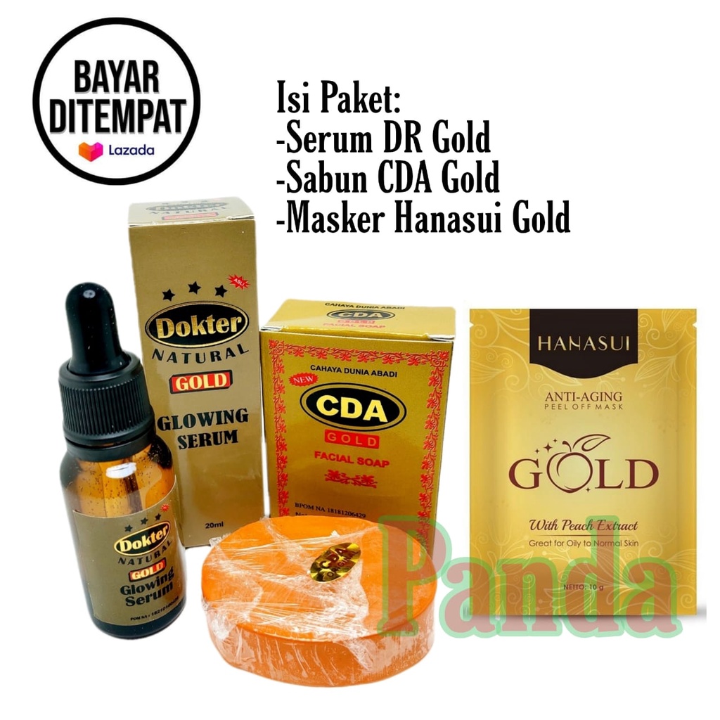 Paket Kecantikan 3in1 Serum DR Gold+Sabun CDA Gold+Masker Hanasui Gold