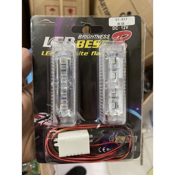 Lampu Motor kedip 8 LED DRL 2 Mode Strobe Kedip LED BRINGHTNESS BEST R