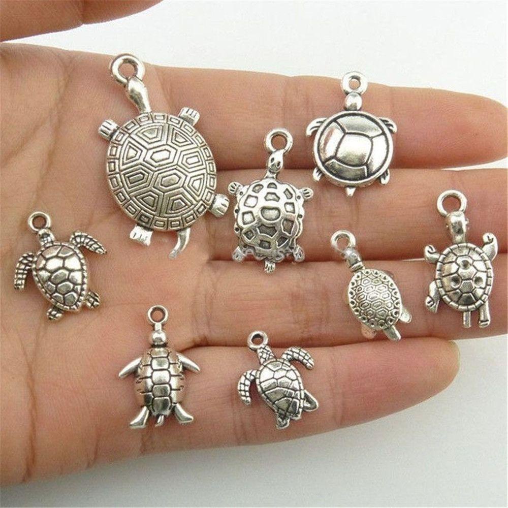 ❈ROWAN❈ 16pcs Antique Silver Tortoise Charms Crafts Making Findings Sea Turtle Pendant Jewelry Ocean Alloy Decorative Pretty Beads