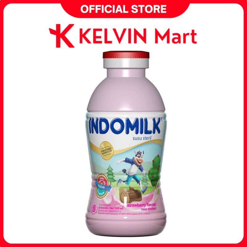 

Indomilk Botol Susu Cair UHT Strawberry Pck 190mL | KELVIN Mart