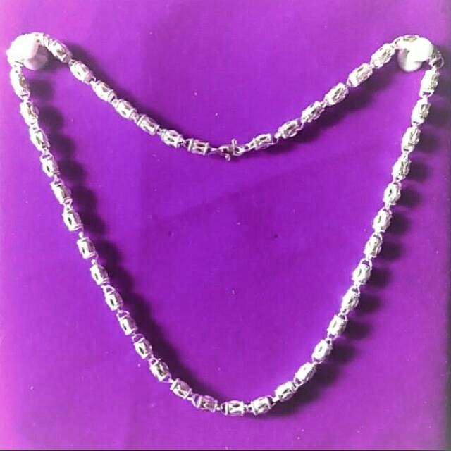 Kalung Perak Murni motif Bambu