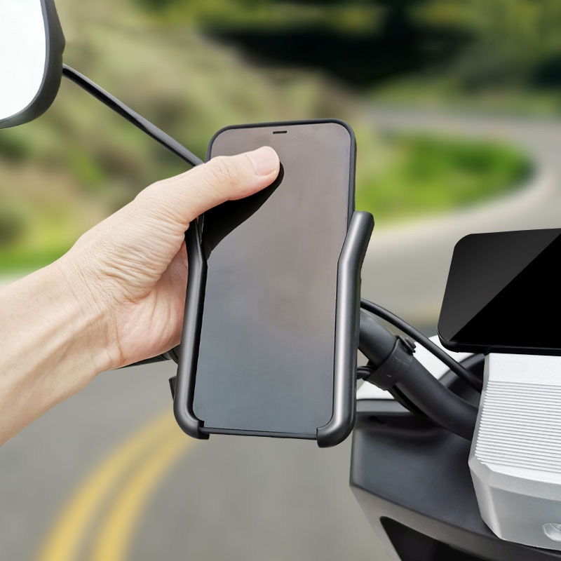 Sepatu Anti Goyang360° Rotasi Universal Sepeda Phone Holder Bracket GPS Klip Motor Sepeda Anti-slip Kompatibel Dengan Ponsel Paduan Aluminium Quick