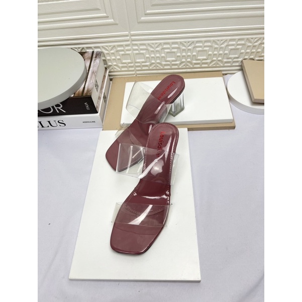 SALE… SALE… LOUISDEAR sendal kaca heel 7 cm bahan glossy H5