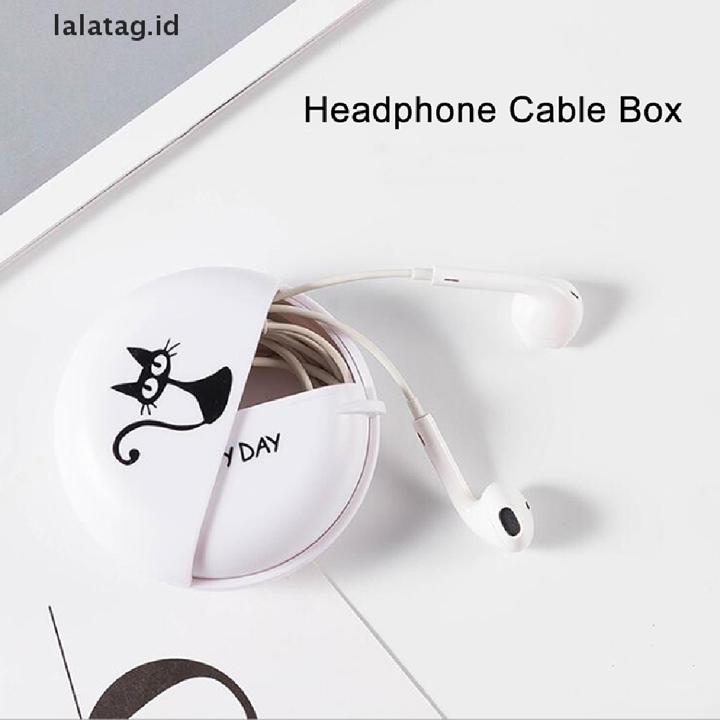 (Flyag) Kotak Penyimpanan Earphone / Kabel Data Bentuk Bulat Lucu