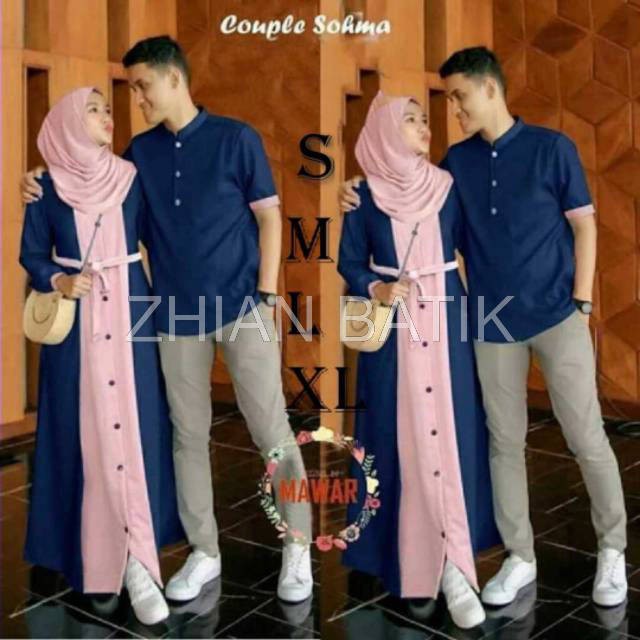 Couple sohma SARIMBIT LEBARAN HAFIZ &amp; HAFIZAH FAMILY - COUPLE GAMIS ARIELLUNA - GAMIS LEBARAN