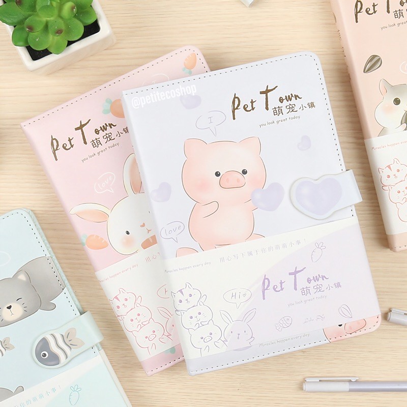 

Pet Town Piggy Bunny Rabbit Hamster Cat Korea Diary Agenda Binder Babi Kelinci