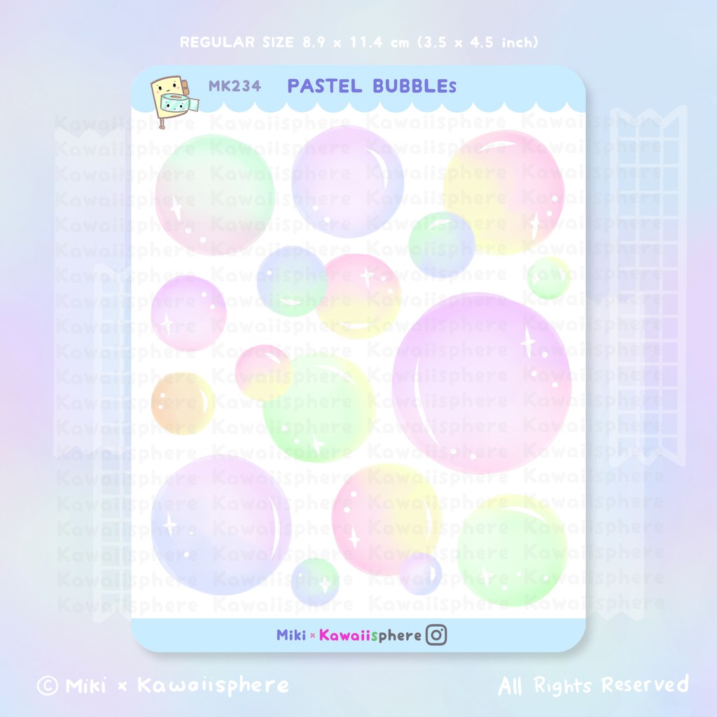 

Writable Pastel Bubbles | MK234 Kawaiisphere Journal / Ring Binder Sticker