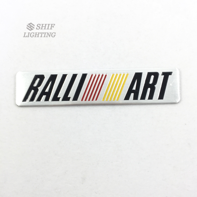 1Pcs Stiker Emblem / Badge Motif Logo RALLIART Bahan Aluminium untuk Mobil Mitsubishi