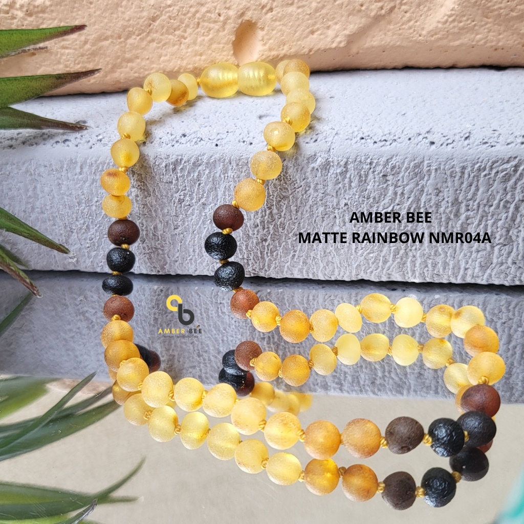 Kalung Amber Bayi &amp; Anak Premium Matte Three Colors By Amber Bee NMTC04