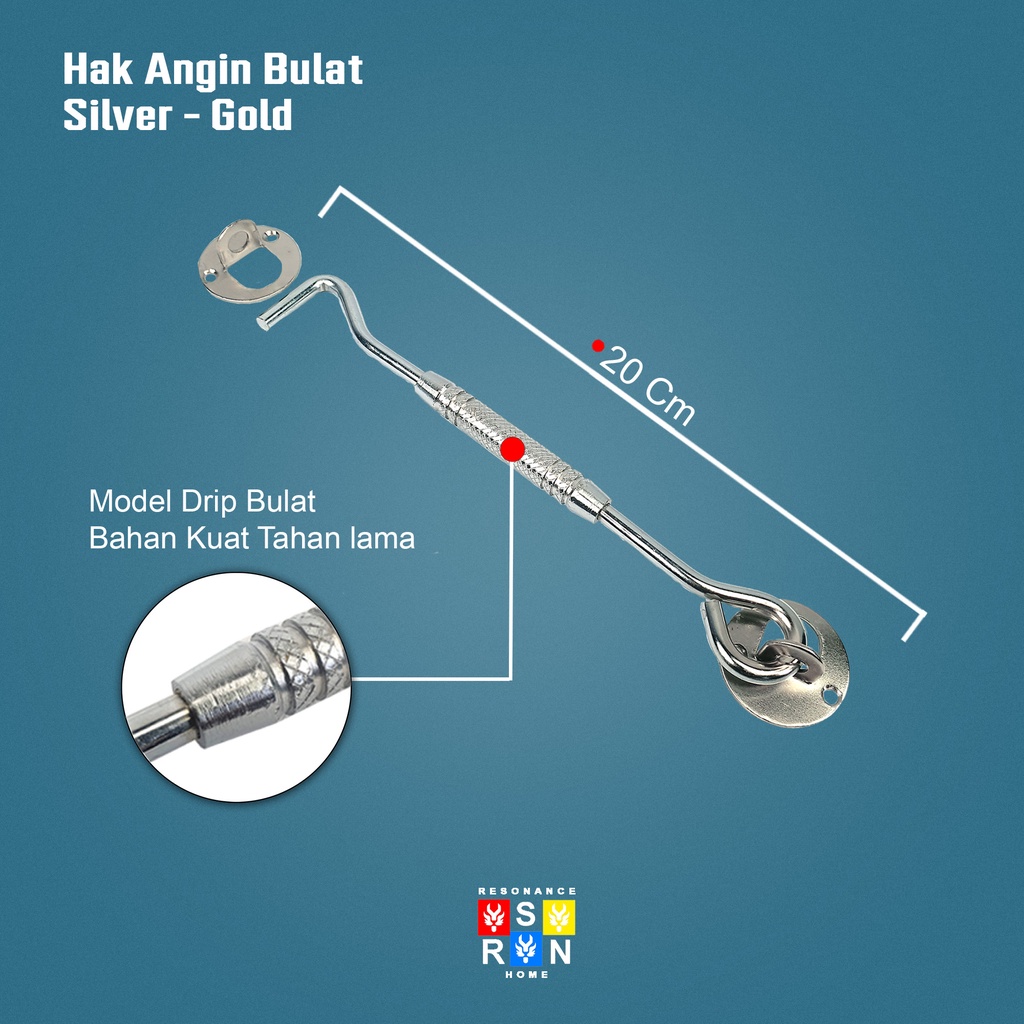 Hak Angin Grip Bulat Silver - Gold / Window Hook Resonance Home