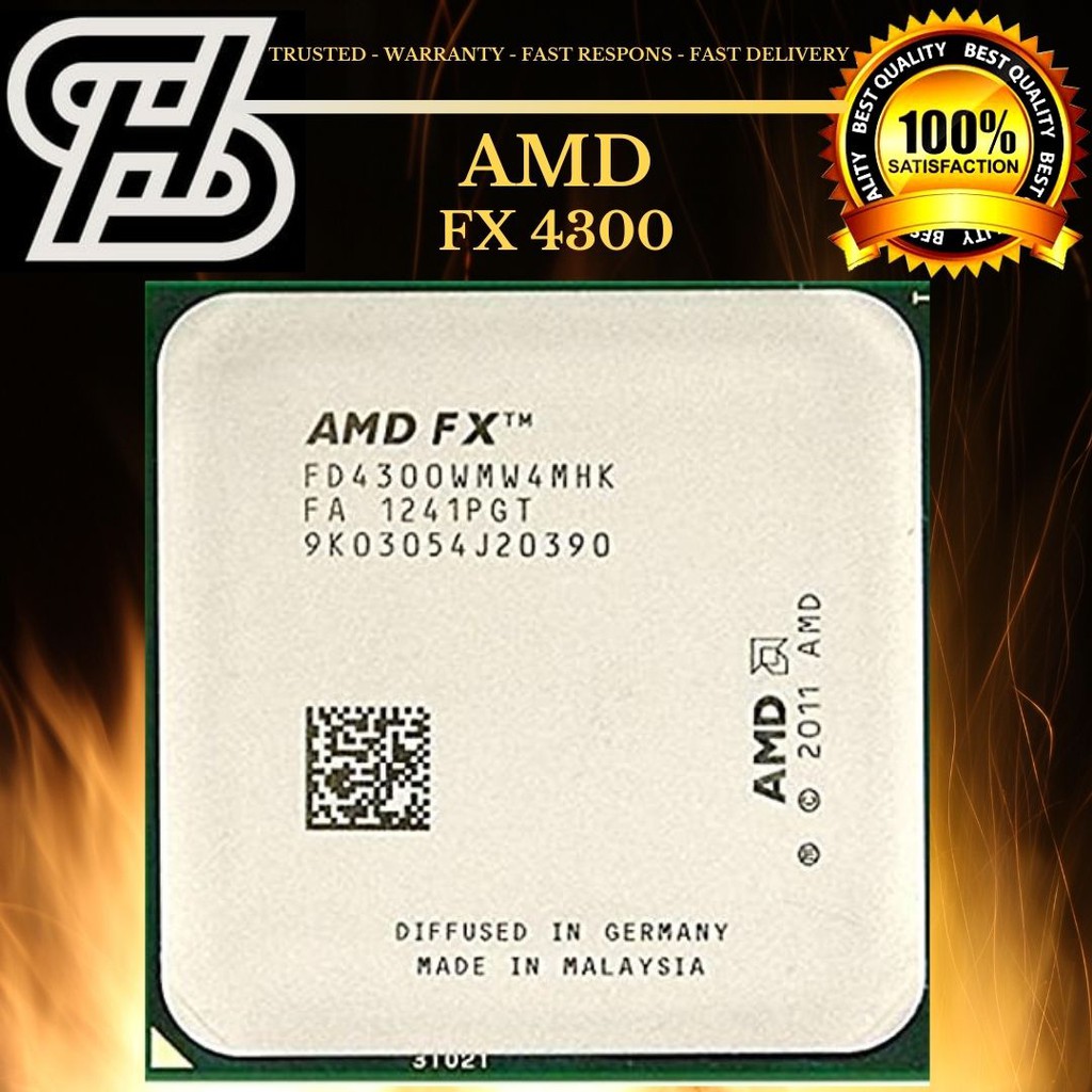 AMD Vishera FX-4300 3.8Ghz up to 4.0GHz Socket AM3+ TDP 95W 4Cores. Best Quality Processor