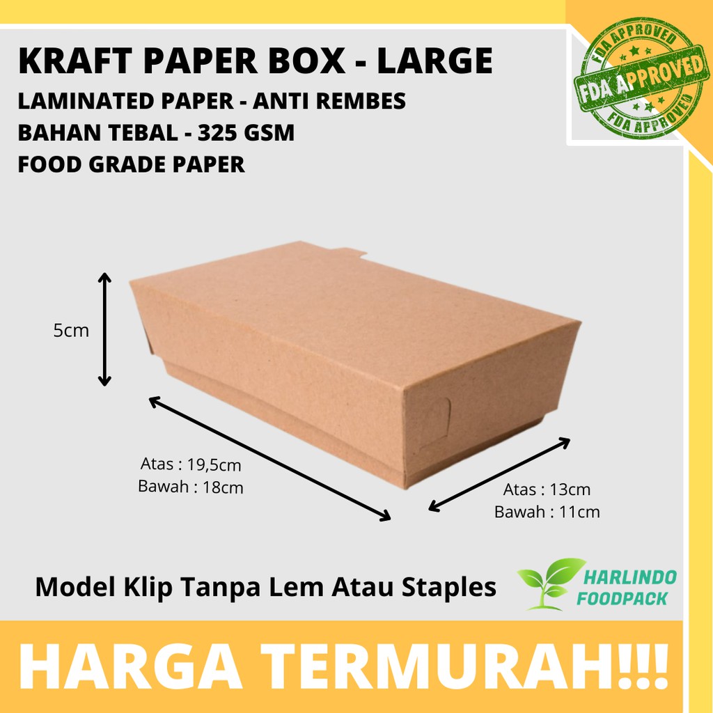 

Kraft Paper Coklat Lunch Rice Box Nasi Kemasan Kotak Makan - Large