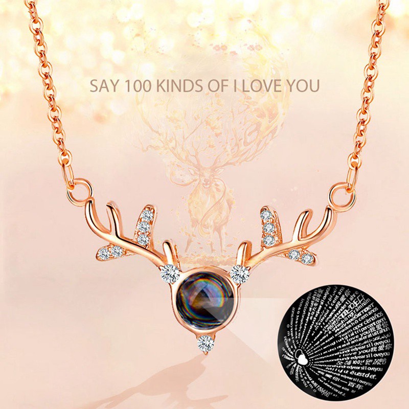 100 languages I love you Projection Pendant Necklace Romantic Love Memory Wedding Necklace-in Pendant Necklaces