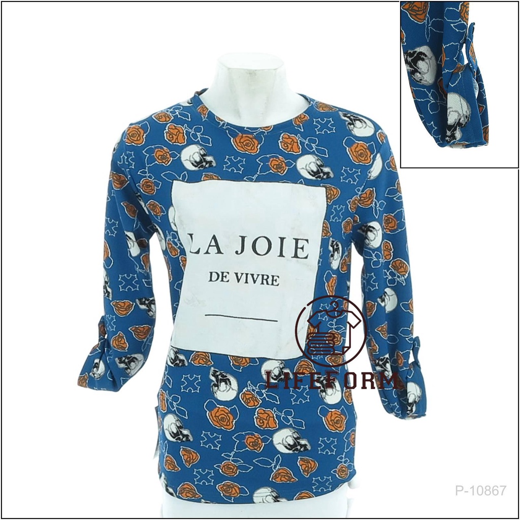 [P10867] Kaos wanita Bermotif Lengan Panjang  Misoka