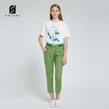 SOIGNI CELANA PANJANG WANITA STRAIGHT CROPPED CASUAL PANTS