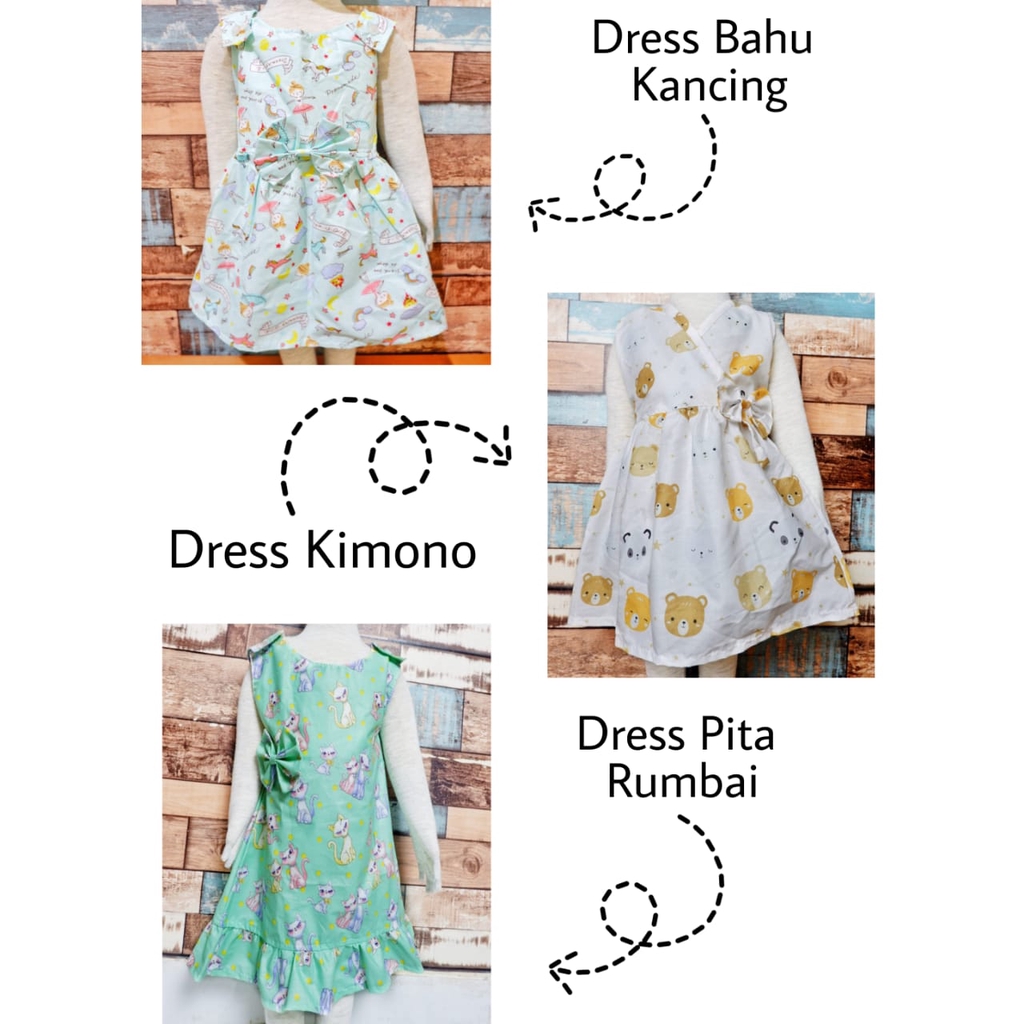Shafiyyah.Sarban Dress Kimono / Dress Bahu Kancing / Dress Pita Rumbai