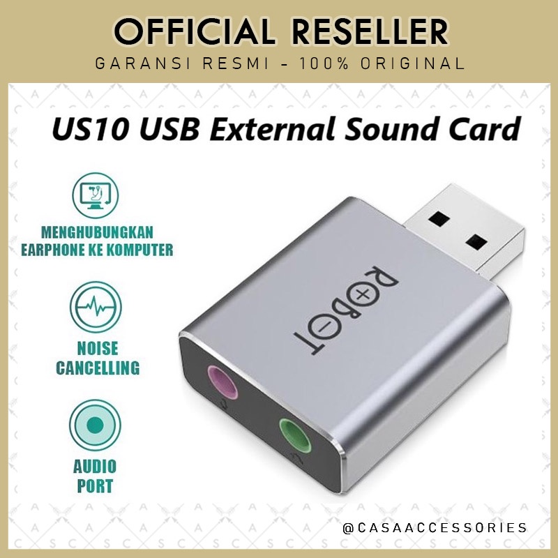 Robot US10 USB External Sound Card Eksternal USB 2.0 Komputer Laptop