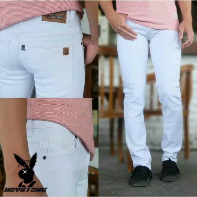 Celana JEANS PRIA PUTIH POLOS