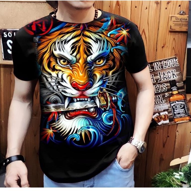 Kaos distro Pria Motif macan / kaos pria Gambar macan / baju macan pria / baju macan gambar baru pri