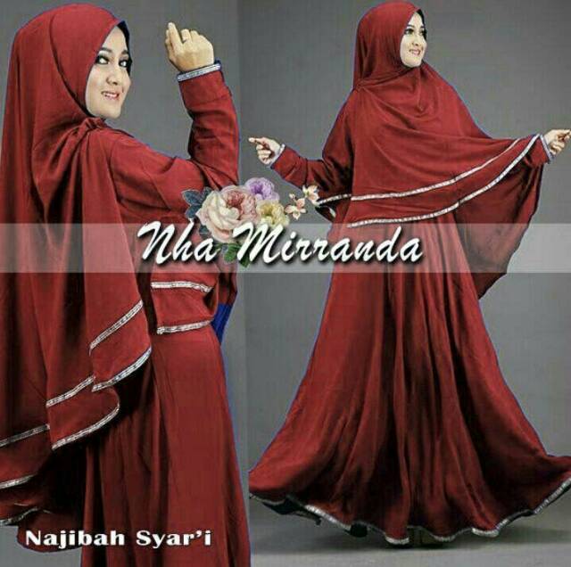 HOPYLOVY - Gamis Najibah Syari Maxi + Bergo bahan Jersey