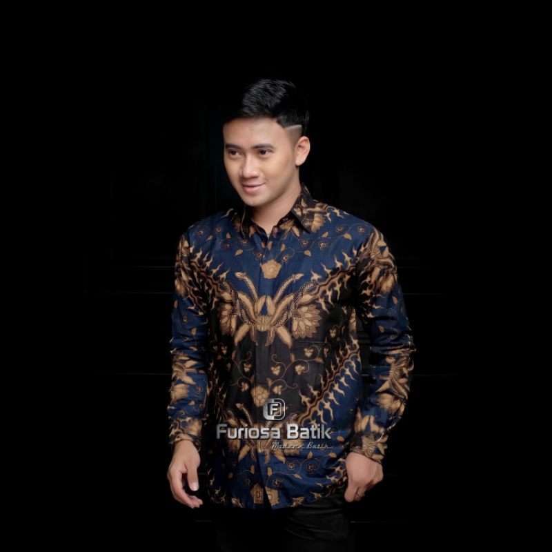 Baju Kemeja Batik Pria Lengan Panjang Size M L XL XXL