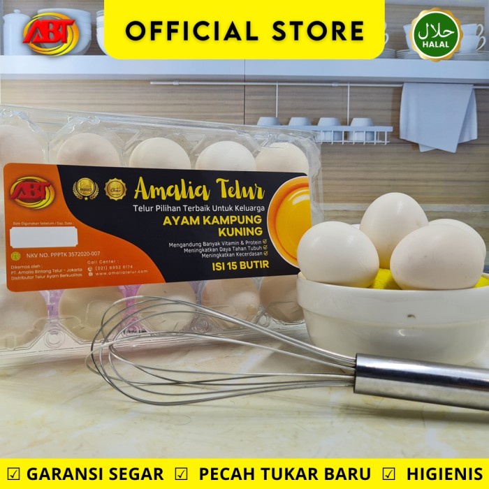 

ABT - Telur Ayam Kampung Isi Kuning Premium Garansi Segar - Isi 15 Butir